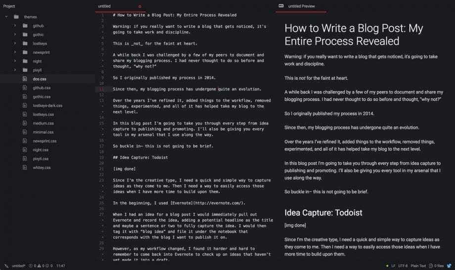 atom editor with how to write a blog post draft