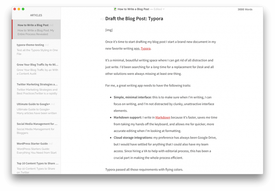 screenshot of typora app with how to write a blog