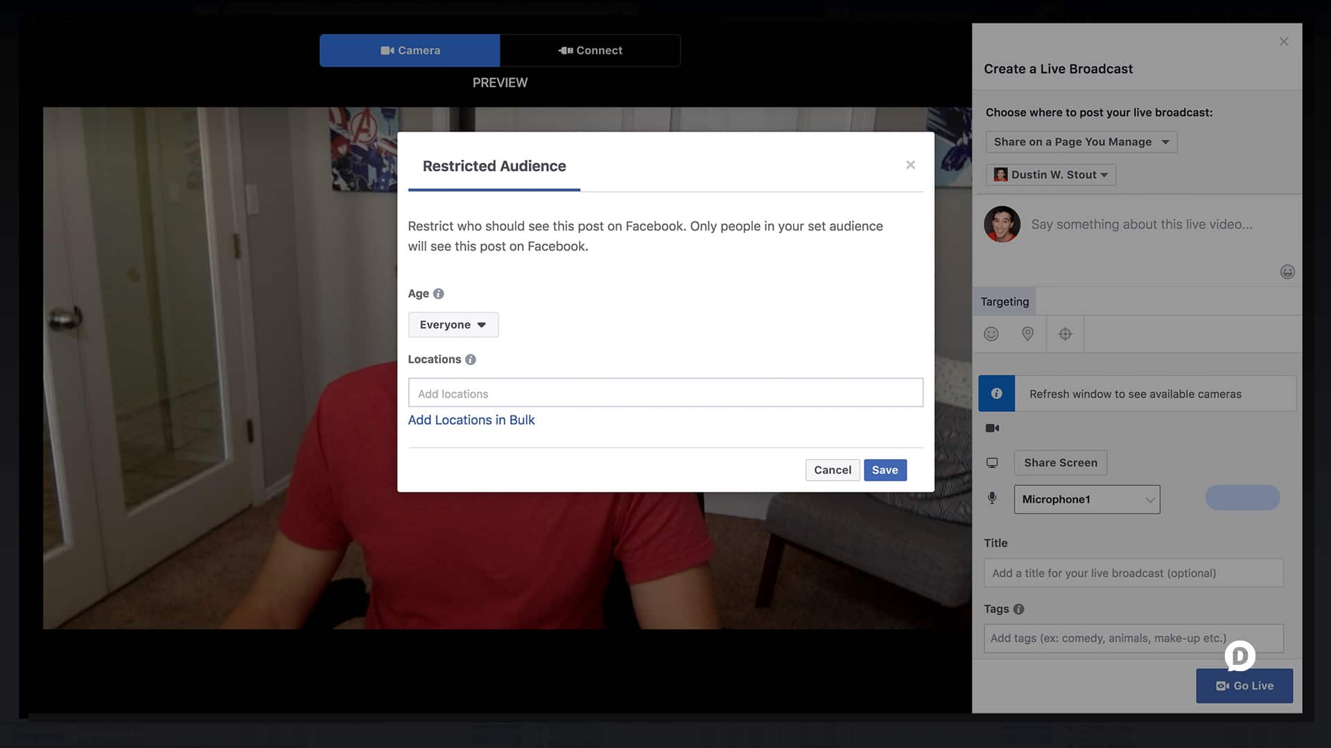 facebook live screenshot audience targeting highlighted